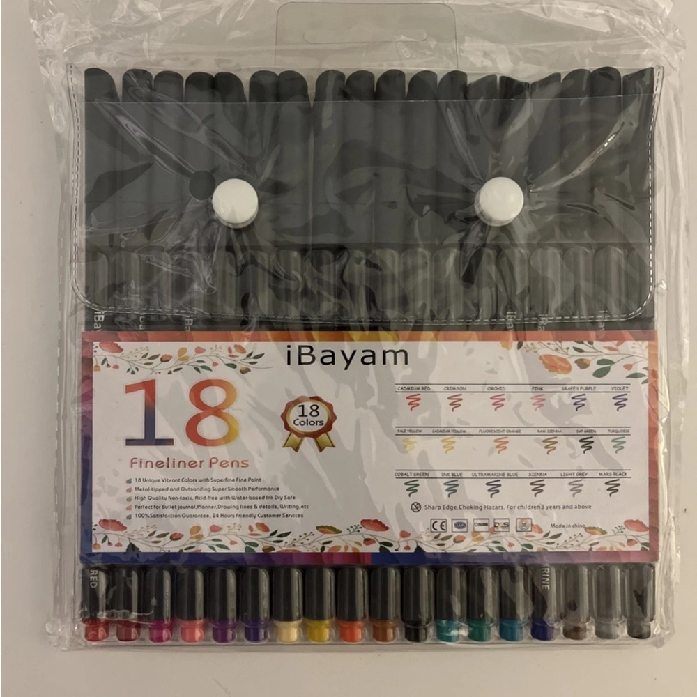Fineliner Pens - 18 Assorted Colors
